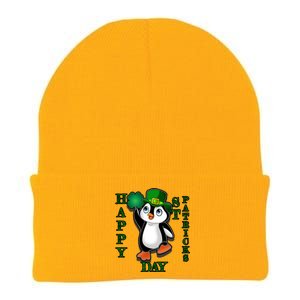 Cute Penguin Happy St Patricks Day Knit Cap Winter Beanie