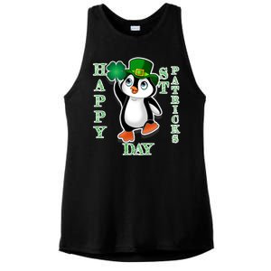 Cute Penguin Happy St Patricks Day Ladies PosiCharge Tri-Blend Wicking Tank