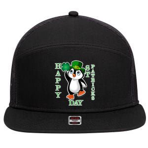 Cute Penguin Happy St Patricks Day 7 Panel Mesh Trucker Snapback Hat