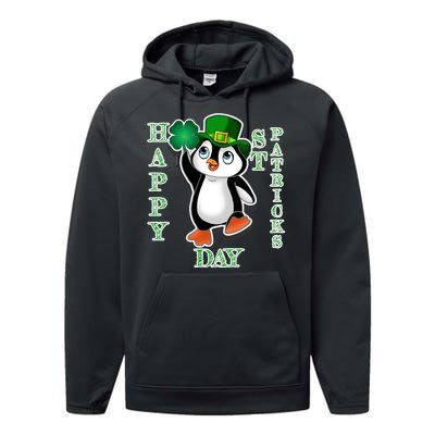 Cute Penguin Happy St Patricks Day Performance Fleece Hoodie