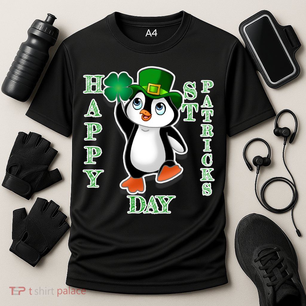 Cute Penguin Happy St Patricks Day Performance Shirt