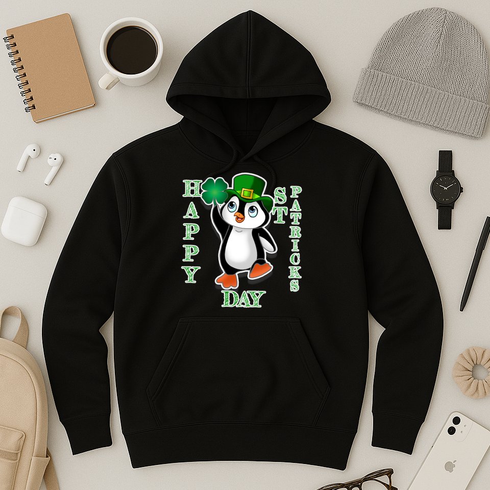 Cute Penguin Happy St Patricks Day Hoodie