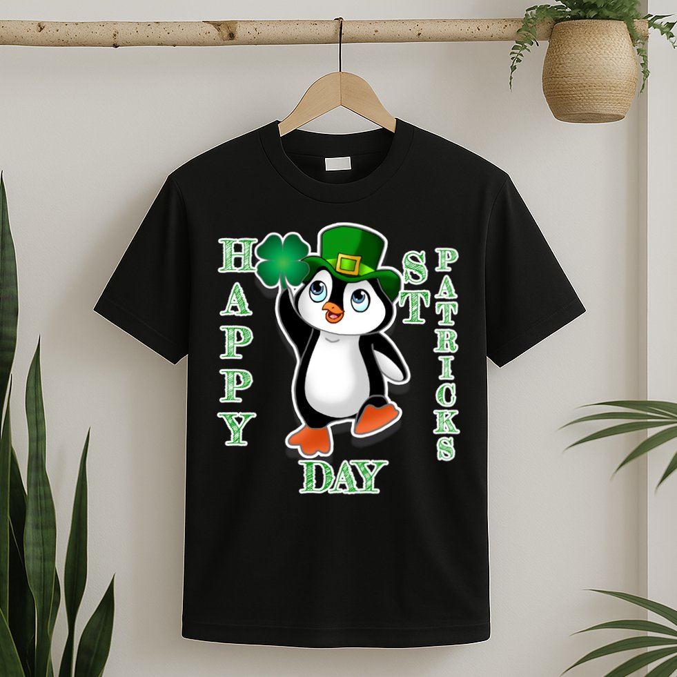 Cute Penguin Happy St Patricks Day T-Shirt