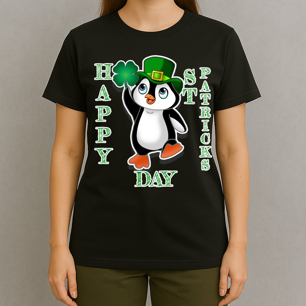 Cute Penguin Happy St Patricks Day T-Shirt