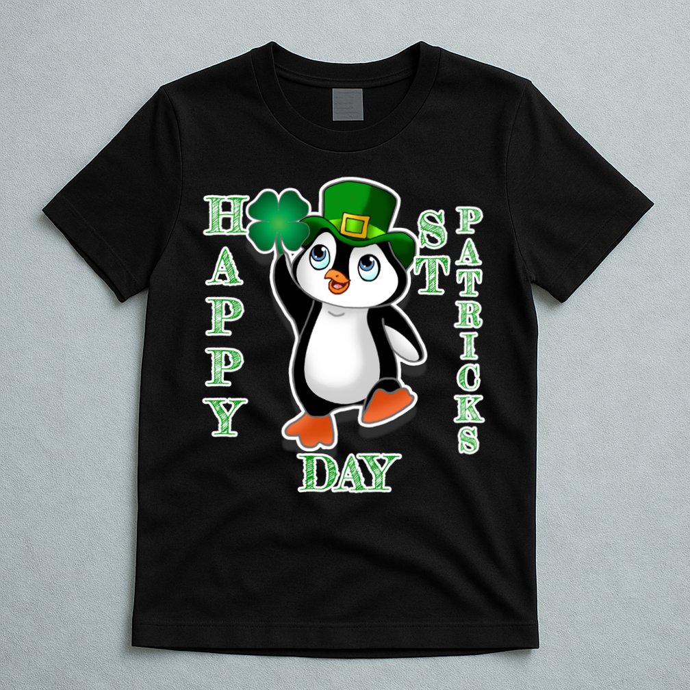Cute Penguin Happy St Patricks Day T-Shirt