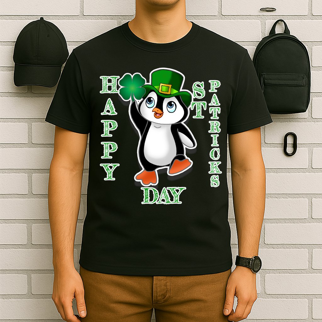Cute Penguin Happy St Patricks Day T-Shirt