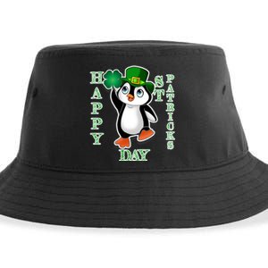 Cute Penguin Happy St Patricks Day Sustainable Bucket Hat