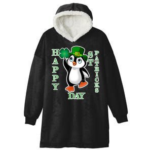 Cute Penguin Happy St Patricks Day Hooded Wearable Blanket