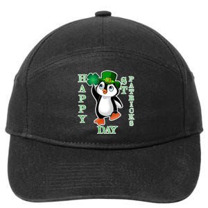 Cute Penguin Happy St Patricks Day 7-Panel Snapback Hat