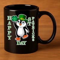 Cute Penguin Happy St Patricks Day 11oz C Handle Ceramic Mug
