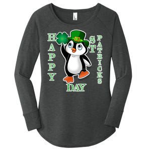 Cute Penguin Happy St Patricks Day Women's Perfect Tri Tunic Long Sleeve Shirt