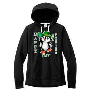 Cute Penguin Happy St Patricks Day Women's Fleece Hoodie