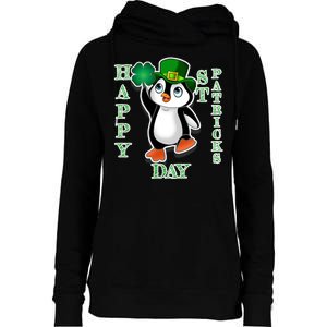 Cute Penguin Happy St Patricks Day Womens Funnel Neck Pullover Hood