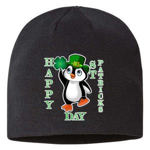 Cute Penguin Happy St Patricks Day Sustainable Beanie