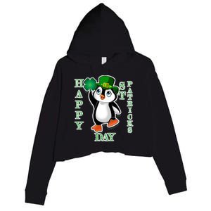 Cute Penguin Happy St Patricks Day Crop Fleece Hoodie