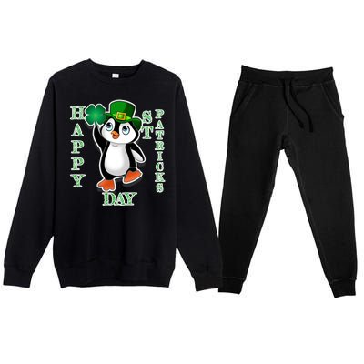 Cute Penguin Happy St Patricks Day Premium Crewneck Sweatsuit Set