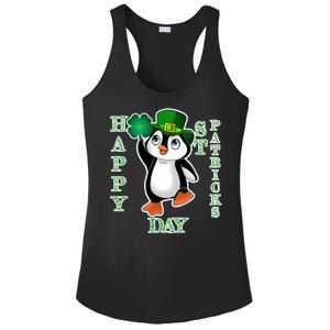 Cute Penguin Happy St Patricks Day Ladies PosiCharge Competitor Racerback Tank