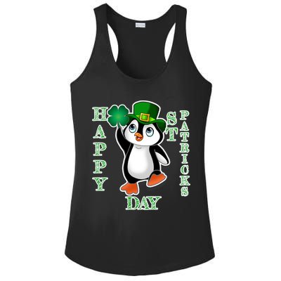 Cute Penguin Happy St Patricks Day Ladies PosiCharge Competitor Racerback Tank