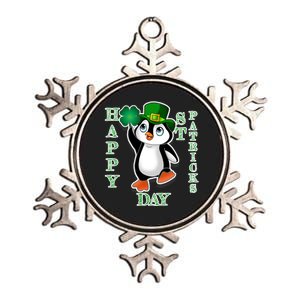 Cute Penguin Happy St Patricks Day Metallic Star Ornament