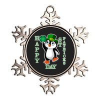 Cute Penguin Happy St Patricks Day Metallic Star Ornament