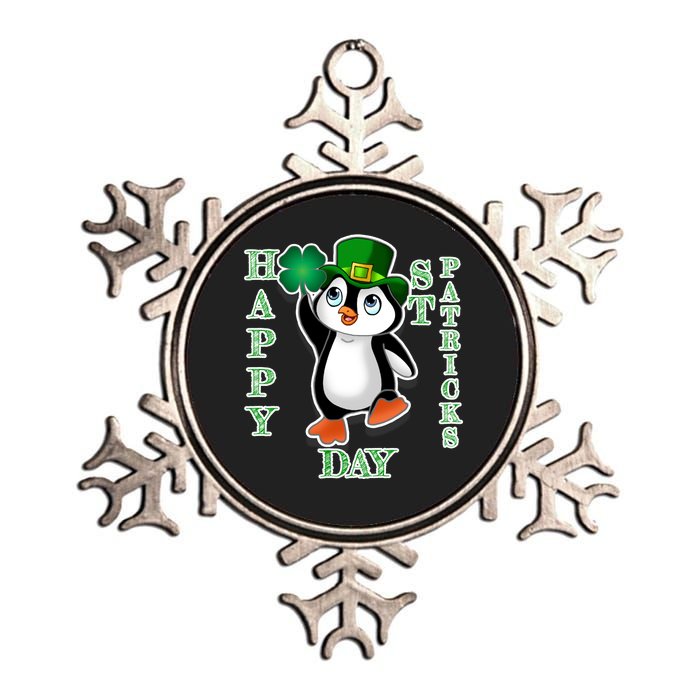 Cute Penguin Happy St Patricks Day Metallic Star Ornament