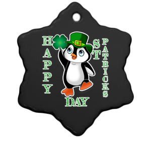 Cute Penguin Happy St Patricks Day Ceramic Star Ornament