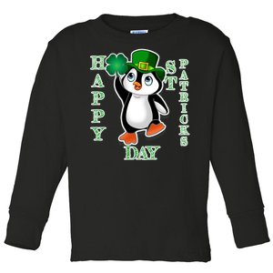 Cute Penguin Happy St Patricks Day Toddler Long Sleeve Shirt