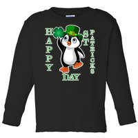 Cute Penguin Happy St Patricks Day Toddler Long Sleeve Shirt