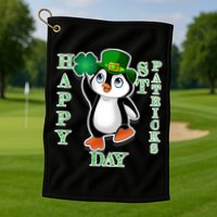 Cute Penguin Happy St Patricks Day Golf Towel