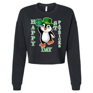 Cute Penguin Happy St Patricks Day Cropped Pullover Crew