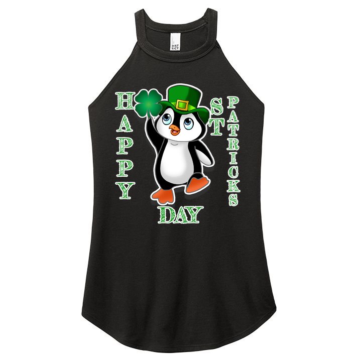 Cute Penguin Happy St Patricks Day Women's Perfect Tri Rocker Tank