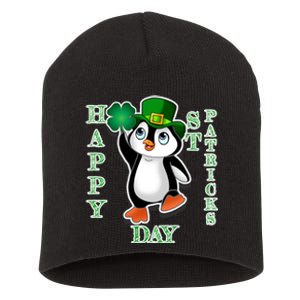 Cute Penguin Happy St Patricks Day Short Acrylic Beanie