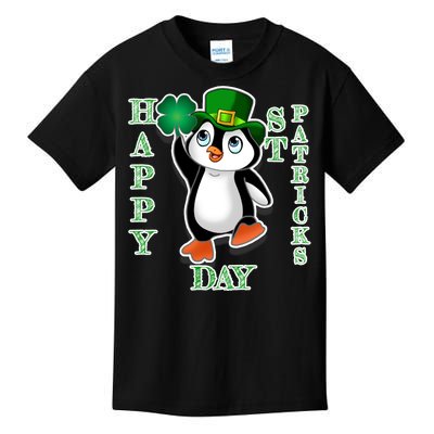 Cute Penguin Happy St Patricks Day Kids T-Shirt