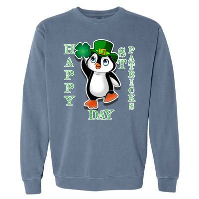 Cute Penguin Happy St Patricks Day Garment-Dyed Sweatshirt