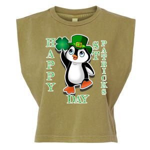 Cute Penguin Happy St Patricks Day Garment-Dyed Women's Muscle Tee