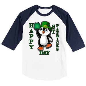 Cute Penguin Happy St Patricks Day Baseball Sleeve Shirt