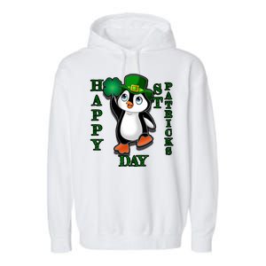 Cute Penguin Happy St Patricks Day Garment-Dyed Fleece Hoodie