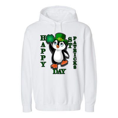 Cute Penguin Happy St Patricks Day Garment-Dyed Fleece Hoodie