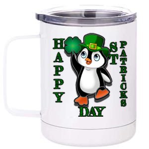 Cute Penguin Happy St Patricks Day 12 oz Stainless Steel Tumbler Cup