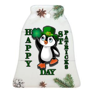 Cute Penguin Happy St Patricks Day Ceramic Bell Ornament