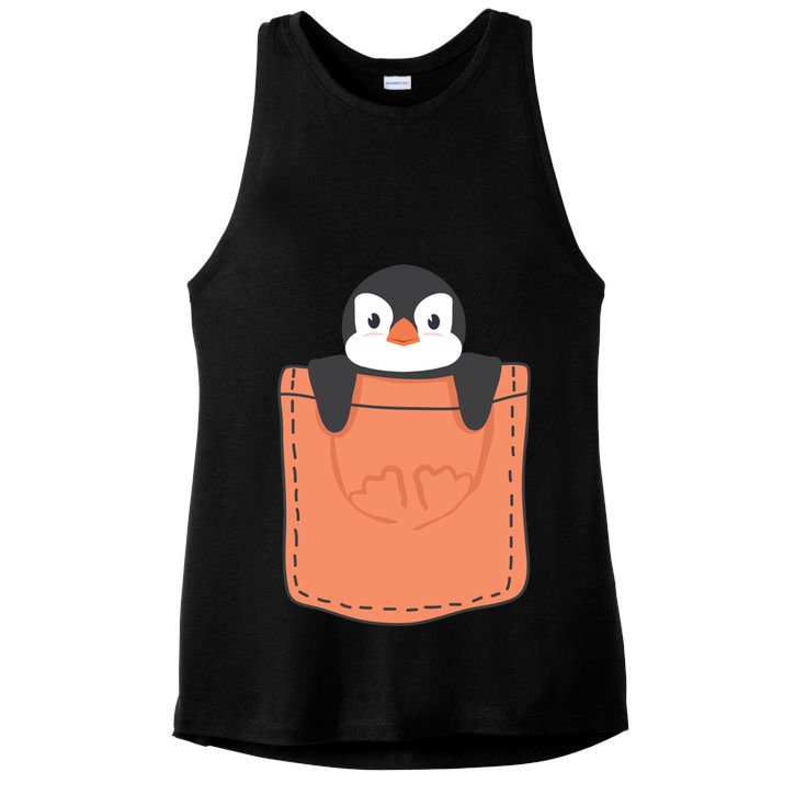 Cute Penguin In Pocket Ladies PosiCharge Tri-Blend Wicking Tank
