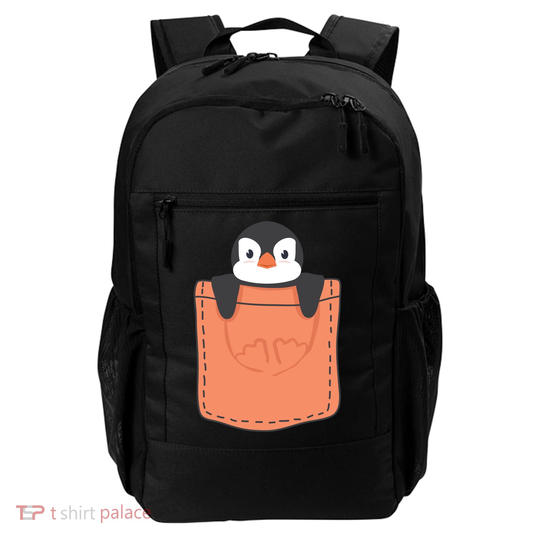 Cute Penguin In Pocket Backpack