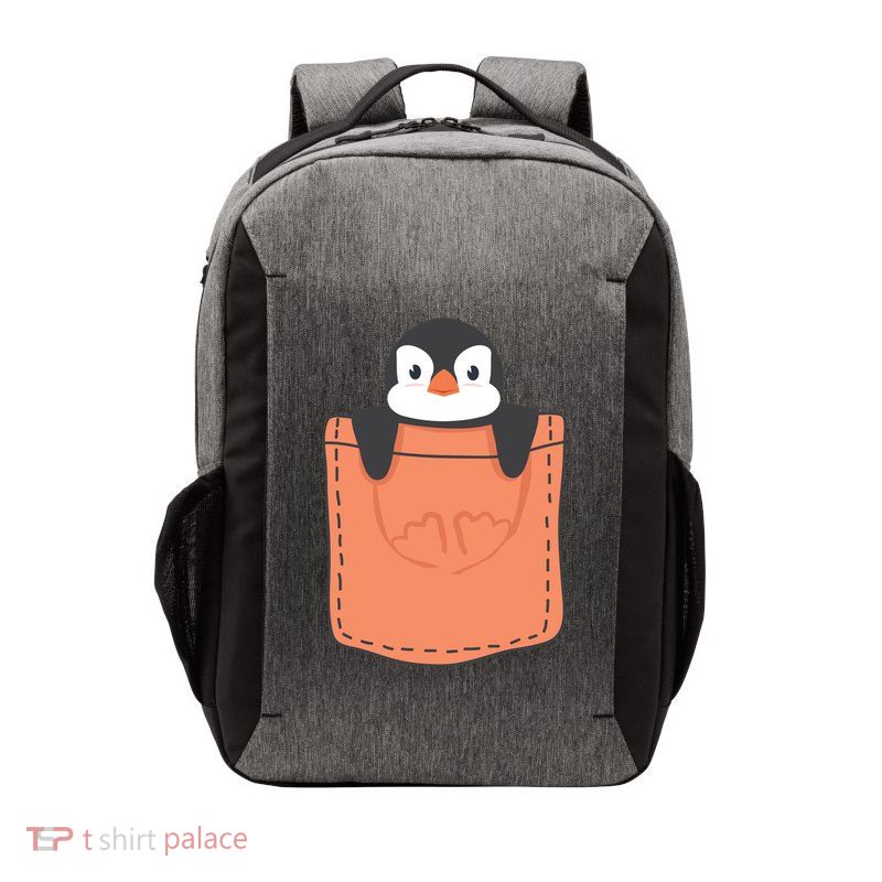 Cute Penguin In Pocket Vector Backpack