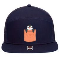 Cute Penguin In Pocket 7 Panel Mesh Trucker Snapback Hat