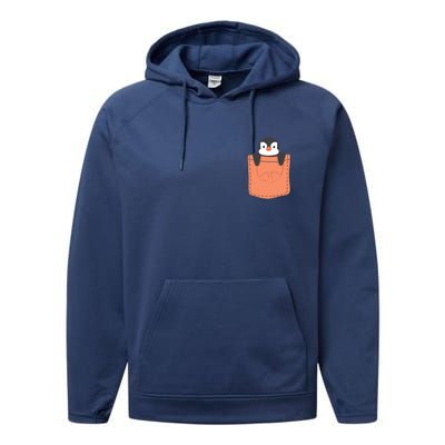 Cute Penguin In Pocket Performance Fleece Hoodie