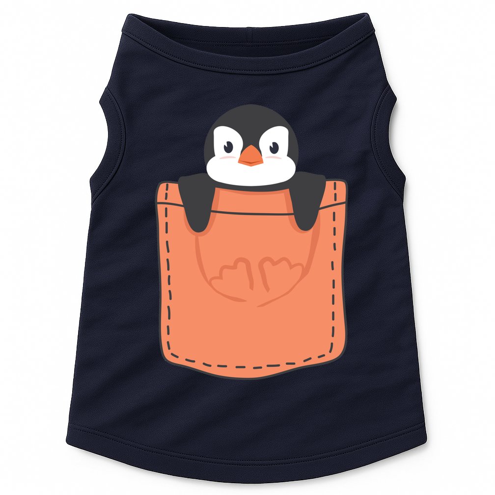 Cute Penguin In Pocket Doggie Tank