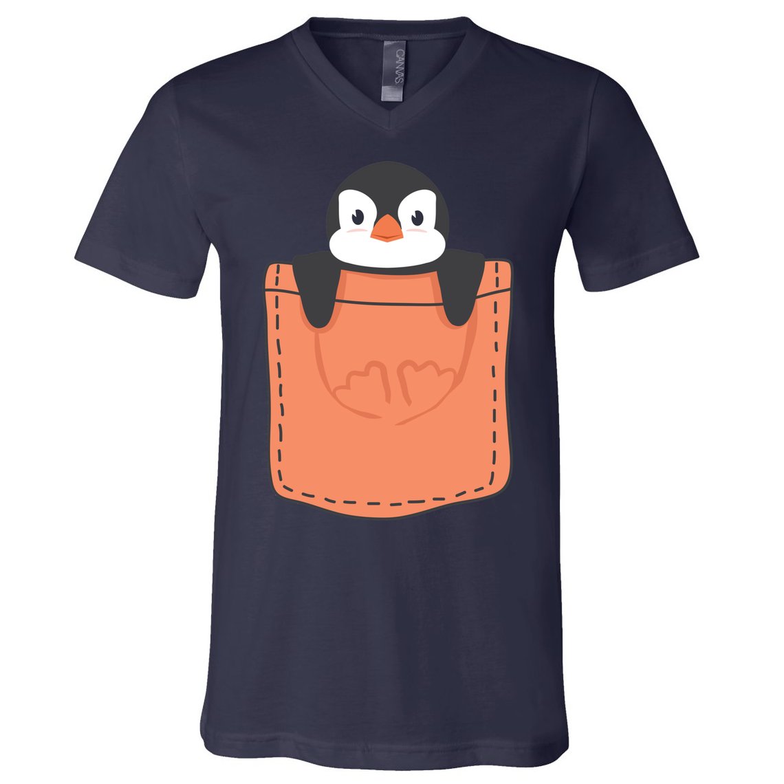 Cute Penguin In Pocket V-Neck T-Shirt