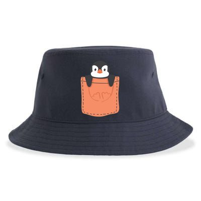 Cute Penguin In Pocket Sustainable Bucket Hat