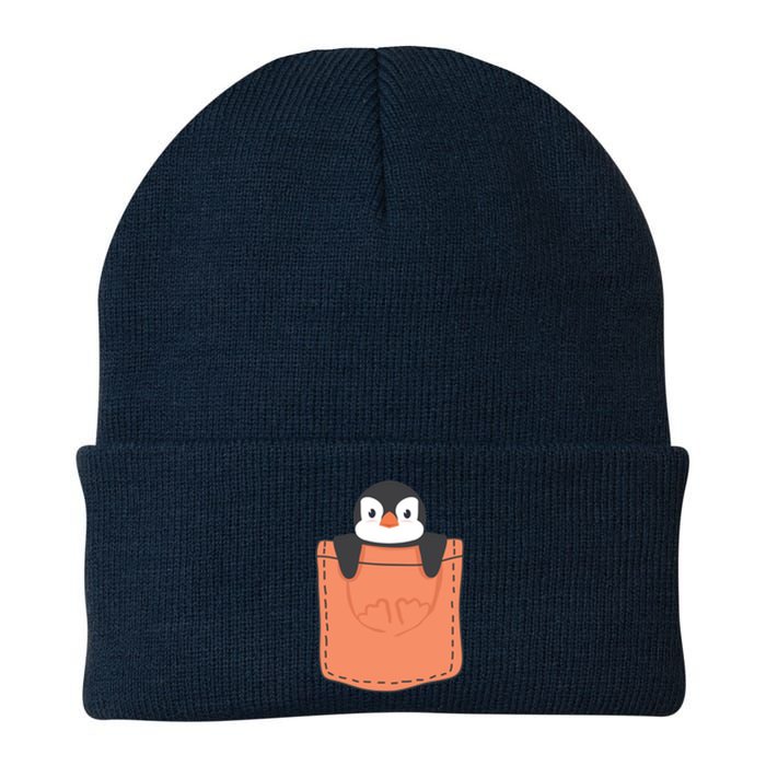 Cute Penguin In Pocket Knit Cap Winter Beanie