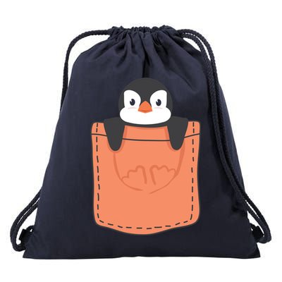 Cute Penguin In Pocket Drawstring Bag